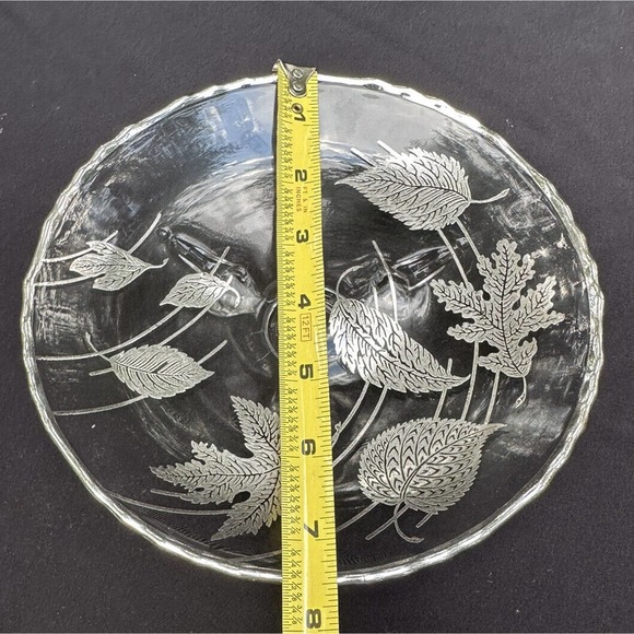 Vintage Silver Overlay Blowing Leaves Dish 3 Leg Gently Scalloped Edges MCM -S8 - Picture 5 of 8